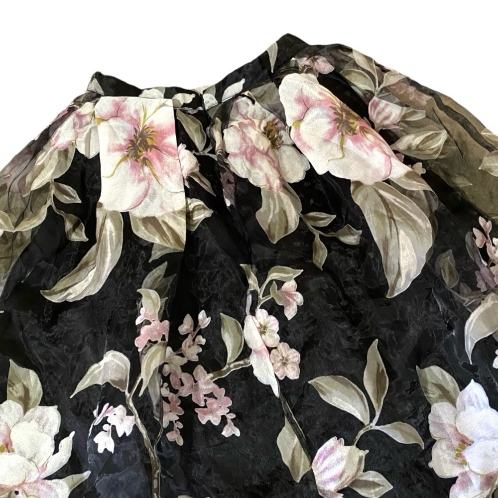 Forever 21 Dark Floral Mesh Midi Skirt S Sheer Overlay Ballet Moody Romantic - Picture 7 of 10